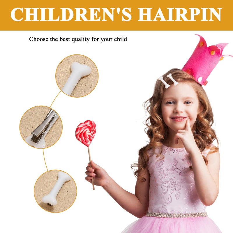 ROBOHOOK 8 Pcs Bone Hair Clips,Skull Scene Hair Clip,Dog Bone Hairpins,Hair Accessories for Halloween Cosplay Costume Party Daily Wear for Women Girls/White - Image 3